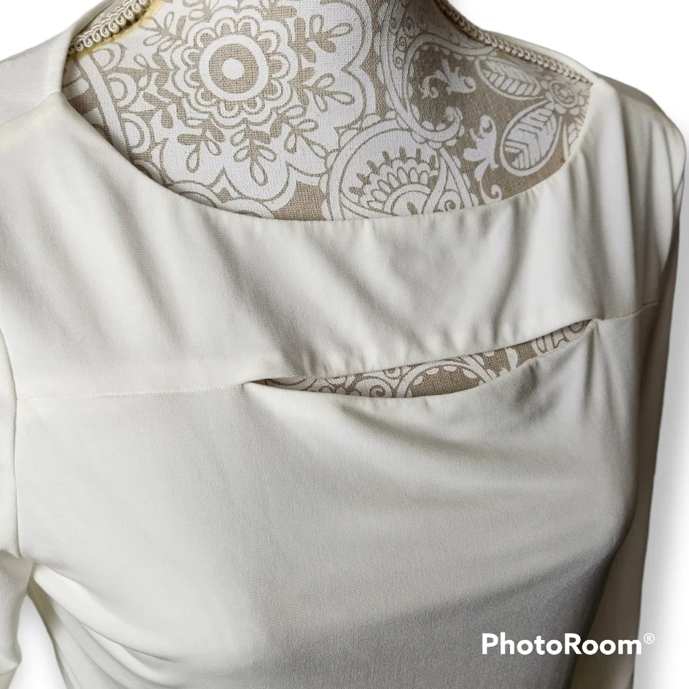 Carmen Marc Valvo Ivory cutout blouse size medium - Picture 3 of 9